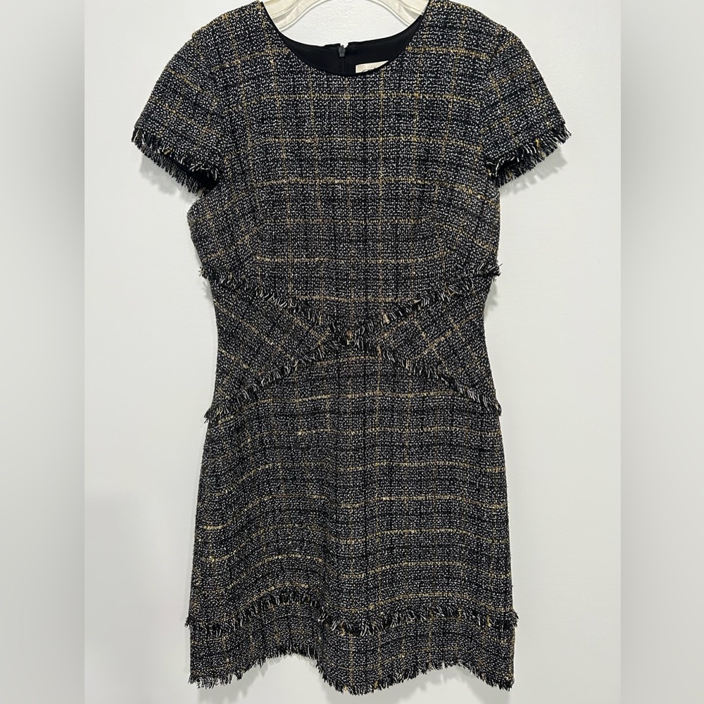 Eliza J. black and gold tweed dress